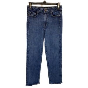 Paige Black Label Denim Jeans High Rise Straight Leg Medium Blue Wash Stretch 27